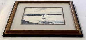 lot 97H image: LL - Vintage Seascape Painting - Framed Watercolor, Signed