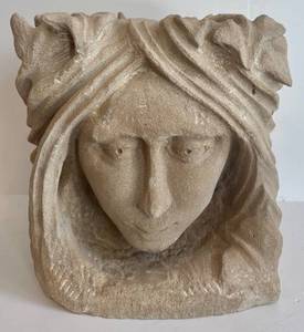 lot 113H image: John Laughlin Abstract Stone Face Sculpture - Cement, 1969