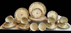 lot 128H image: DR - Vintage Taylor Smith Taylor China 9-412 Floral Border Dinnerware
