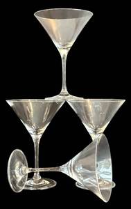 lot 134H image: DR - Four Clear Martini Glasses - 6.75 Inches Tall