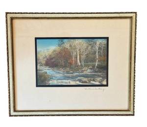 lot 14D image: O - Wallace Nutting Hand-Colored Photograph - River Scene, Framed