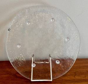 lot 36D image: K - Pukeberg Glass Tray - 13-Inch Diameter - Vintage Swedish Display Piece