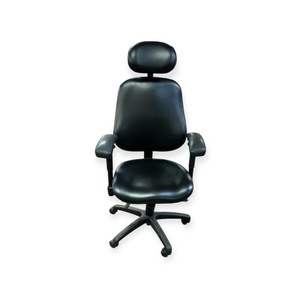 lot 15 image: Adjustable Black Leather Task Chair w Headrest