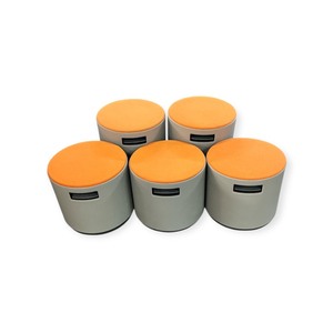 lot 81 image: Steelcase Turnstone Buoy Orange & Grey Seats that retail new for $395 each