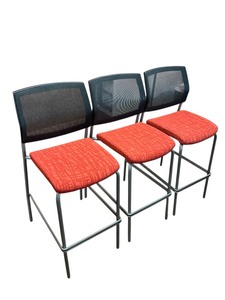 lot 104 image: 3 Keilhauer Pub Stools RED which Retail new for $399 each