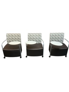 lot 115 image: Three Tablet Chairs with Front Wheels