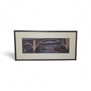 lot 152 image: Framed Art Minneapolis Stone Arch Bridge Historic Photo with the old 35W Bridge