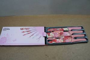 lot 103 image: Corrugated Kitchen Knife Set - Floral