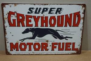 lot 107 image: Novelty Metal Sign - Greyhound Motor Fuel