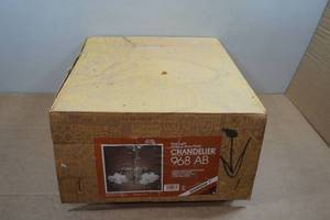 lot 133 image: Four Light Antique Brass Finish Chandelier