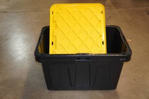 lot 1O image: 2 27 Gallon Heavy Duty Plastic Totes