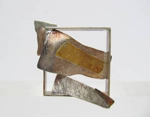 lot 13 image: Gorgeous Sculptural Modernist Sterling Silver &amp 14K Gold Brooch