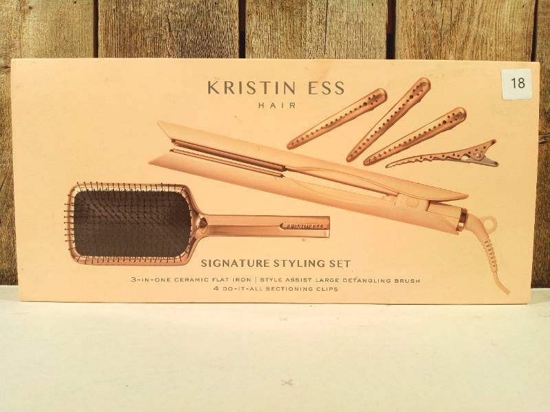 lot 18 image: Kristin Ess Hair Styling Gift Set 3-in-1 Ceramic Flat Iron Bundle