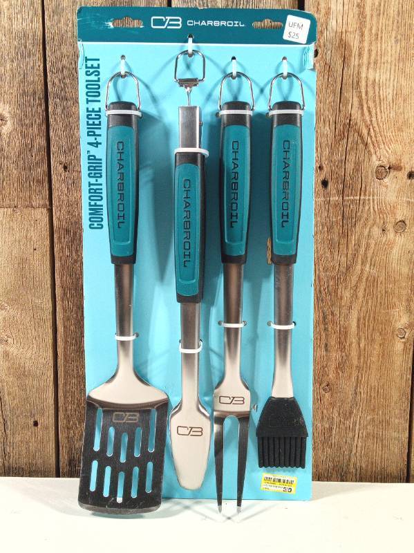 lot 19 image: Char-Broil 4pc Comfort Grip Tool Heat-Resistant Grill Cookware Set