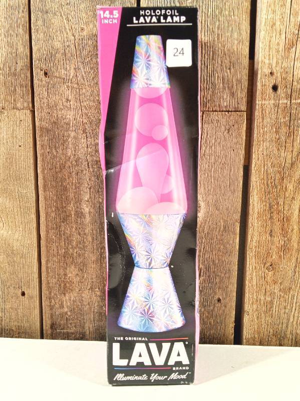 lot 24 image: LAVA 14.5 Pinwheel Holographic Foil Novelty Table Lamp