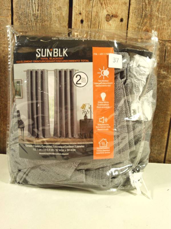 lot 37 image: Sunblk Total Blackout Panel Pair 2 Pack Maxwell Grey Curtains 52in84in