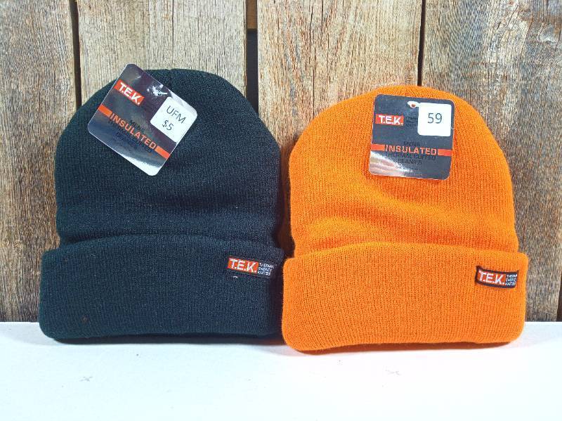 lot 60 image: T.E.K. Classic Thermal Beanie, Orange & Black
