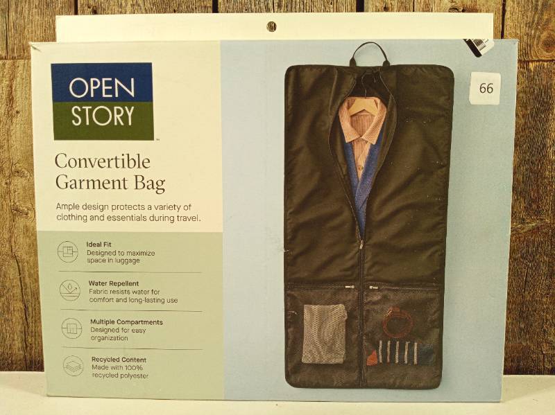 lot 66 image: Convertible Garment Bag Black - Open Story