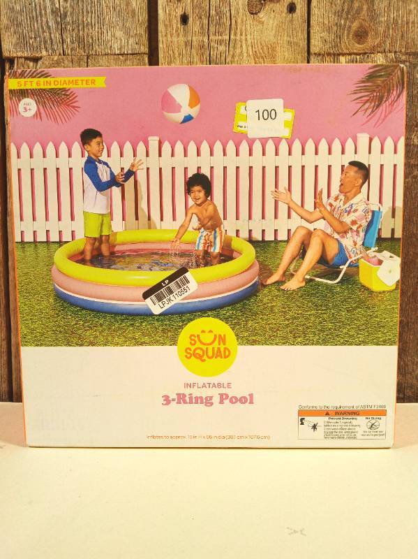 lot 100 image: Round Kiddie Pool - YellowPinkNavy - Sun Squad