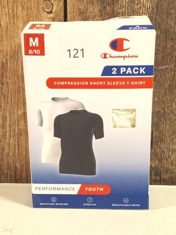 lot 121 image: Champion Medium Youth 2pk Compression T-Shirt