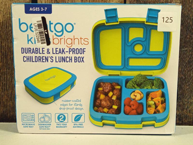 lot 125 image: Bentgo Kids Brights Leakproof, 5 Compartment Bento-Style Kids Lunch Box