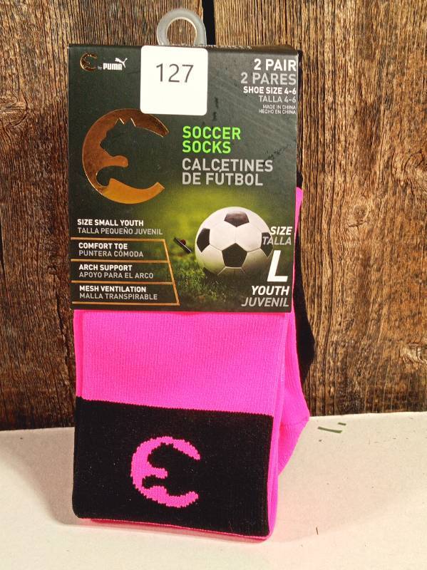 lot 127 image: ProCat by Puma Kids Over the Knee Athletic Socks - PinkBlack