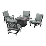 St. Charles 5-Piece Metal Patio Fire Pit Seating Set with Performance Cushions
