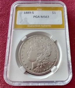 lot 18 image: 1889-S Morgan Dollar - PGA MS63 - Key Coin