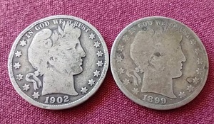 lot 33 image: (2) Barber Half Dollars