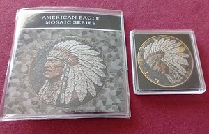 lot 34 image: American Eagle Mosaic Series 1 oz Silver - Native American Chief