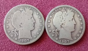 lot 41 image: (2) Barber Half Dollars