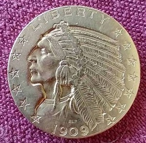 lot 53 image: 1909-D Indian $5 Gold Coin