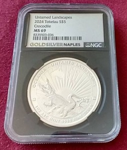 lot 62 image: 2024 Tokelau Untamed Landscaped 1 oz Silver - NGC MS69
