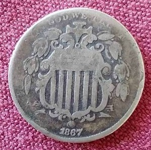 lot 77 image: 1867 Shield Nickel