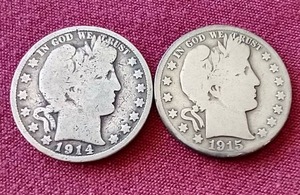 lot 91 image: (2) Barber Half Dollars