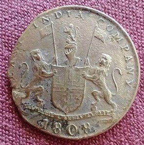 lot 116 image: Really Cool 1808 East India Company X Cash Shipwreck Coin
