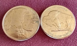 lot 130 image: (2) Buffalo 1 oz Copper Rounds