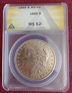 lot 135 image: 1886 Morgan Dollar - ANACS MS62