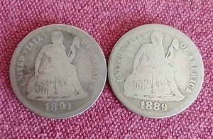 lot 138 image: (2) Liberty Seated Dimes