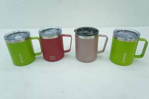 lot 103 image: NEW 4ct Stainless Steel, Lidded Coffee Mugs