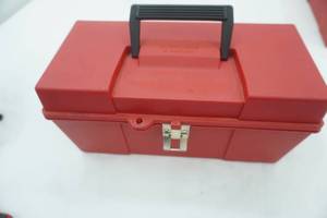 lot 106 image: New Condition Stack On Poly Toolbox with a few hardware contents