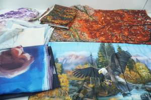 lot 143 image: newlike new Fall, Winter, Eagle Themed Curtains.