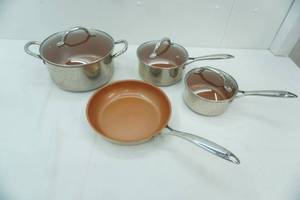 lot 177 image: Culinary Edge Stainless Steel (teflon interior) Pots, Pans, and Lids