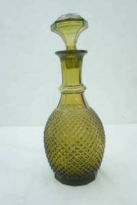 lot 201 image: Vintage Italian Empoli Glass Decanter. Diamond Cut. 1950s