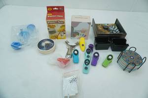 lot 266 image: Coaster Set, French Fry Cutter, Salt and Pepper Shaker Set, Magnetic Clips and more