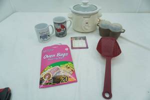 lot 288 image: Small Crock Pot, Roasting Bags, Microwave Egg Cooker and more