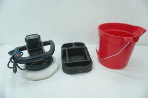 lot 303 image: Car Waxer 10 Random Orbit Head, Mop Bucket, Car Cup HolderDash Organizer