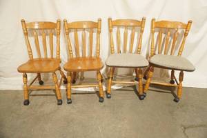 lot 327 image: 4 Wooden Dining Room Chairs on Wheels