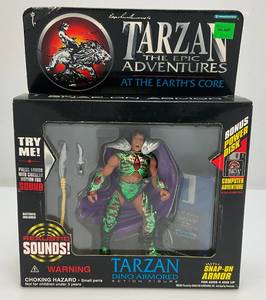 lot 144 image: 1995 TARZAN The Epic Adventures At The Earths Core TARZAN Dino Armored Action Figure (NEW OLD STOCK)