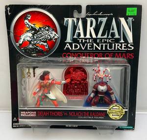lot 145 image: 1995 TARZAN The Epic Adventures Congueror Of Mars Dejah Thoris Vs. Nolach The Kaldane Action Figures With Bonus Collector Badge (NEW OLD STOCK)